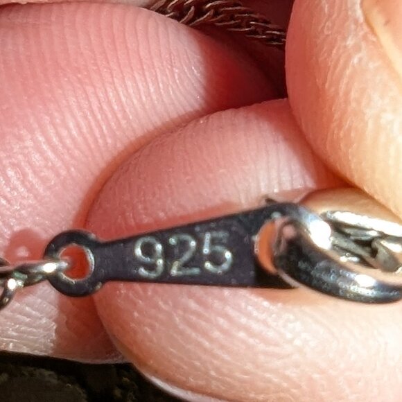 925 Sterling Silver Blue Cabochon Pendant Necklace 5496 - Picture 6 of 7